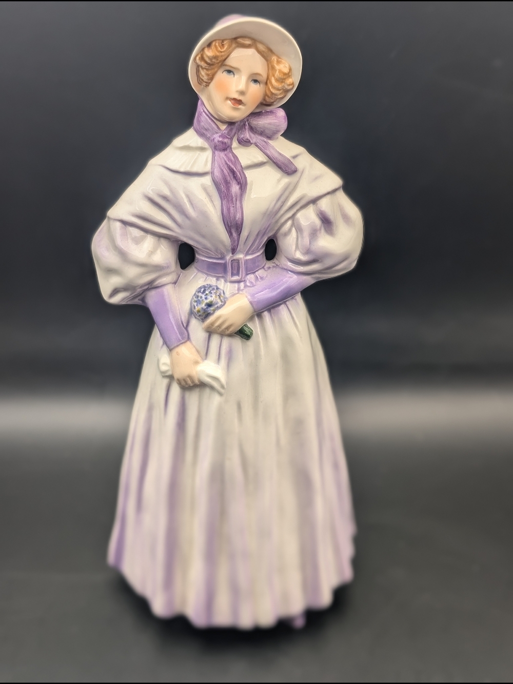 Goebel Lavender and White Porcelain Lady Figurine - Gentle Thoughts 1835